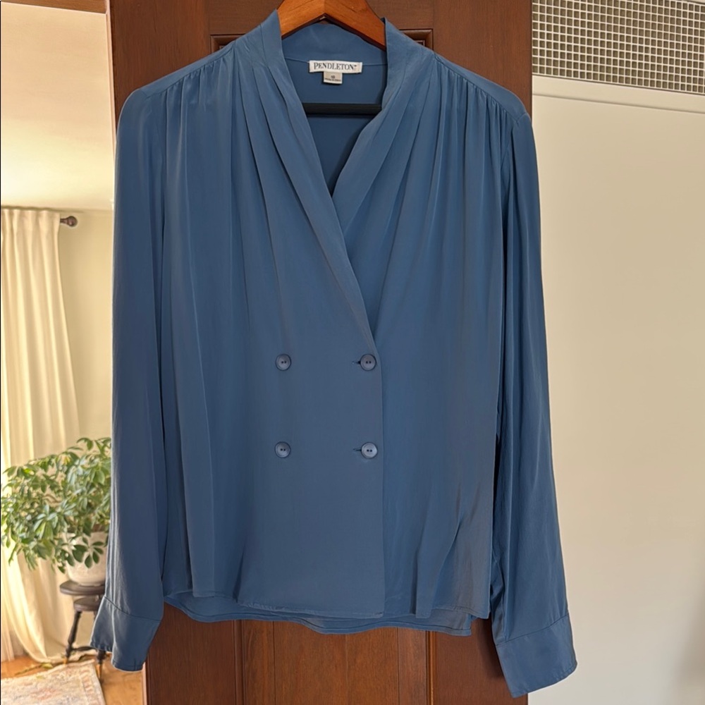 Pendleton Blue Double-Breasted Blouse - image 1